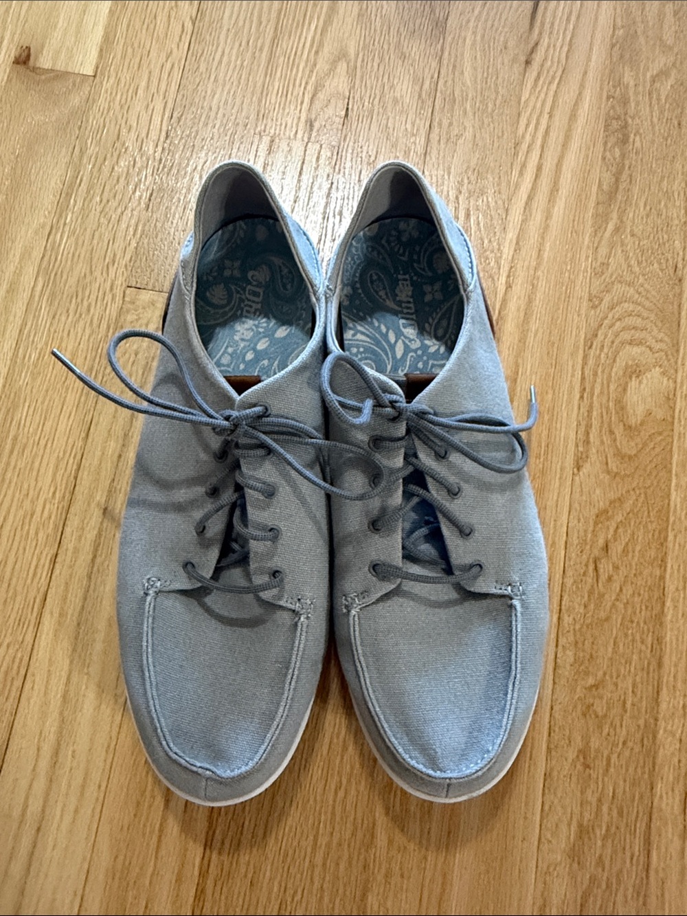 Olukai Mens Gray Canvas Manoa Slip on Shoes Sz 13